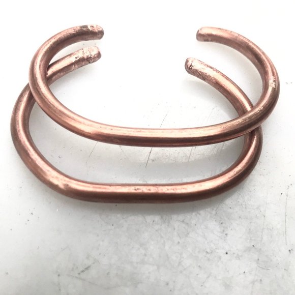 2 Pure Solid Copper Heavy Copper Cuff Bracelets - Picture 3 of 8